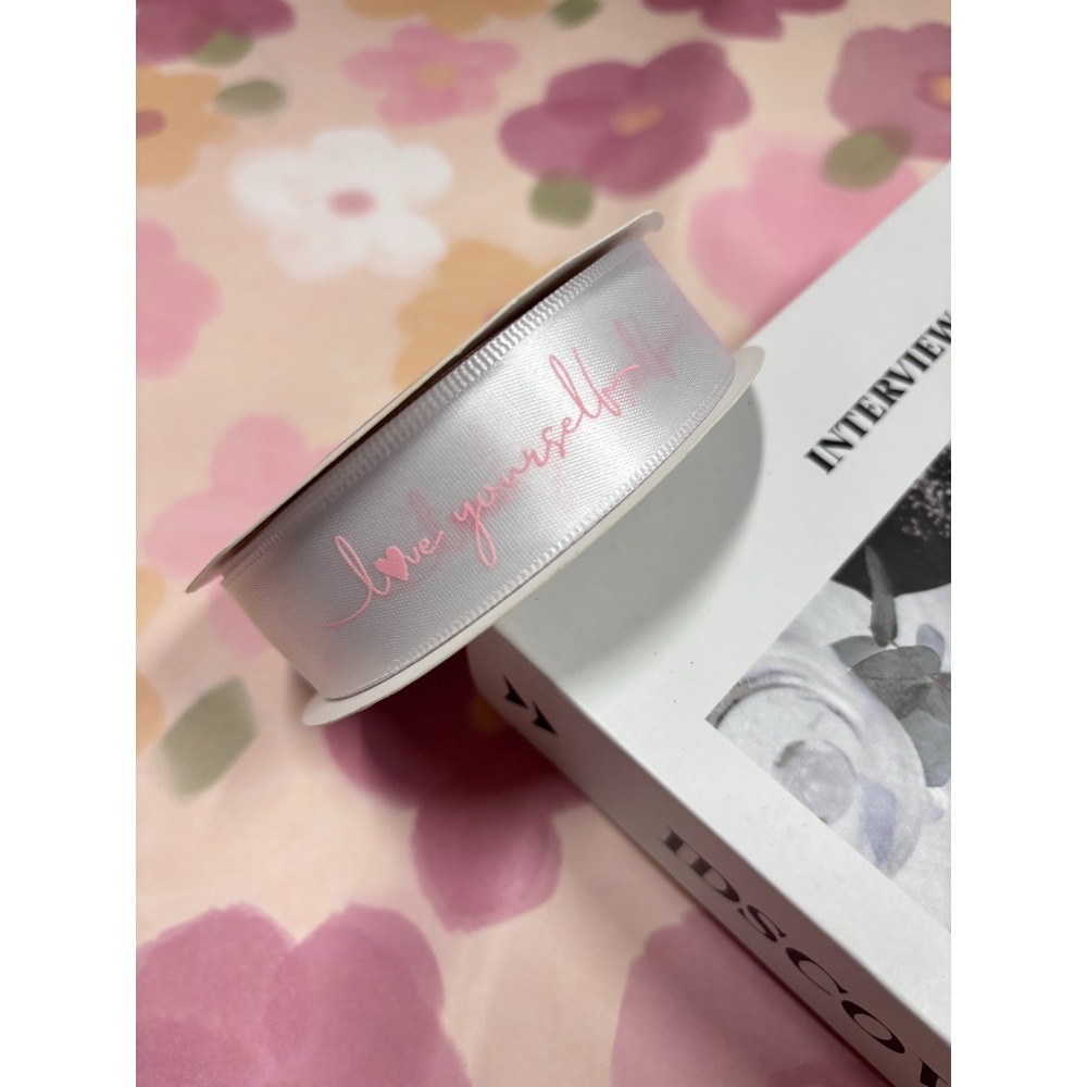 【捲】愛自己緞帶15.白底水粉