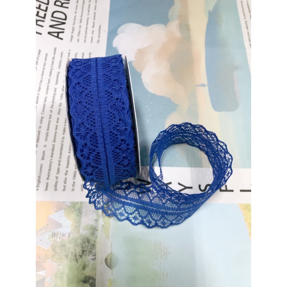【整捲】蕾絲花邊絲帶9.寶藍