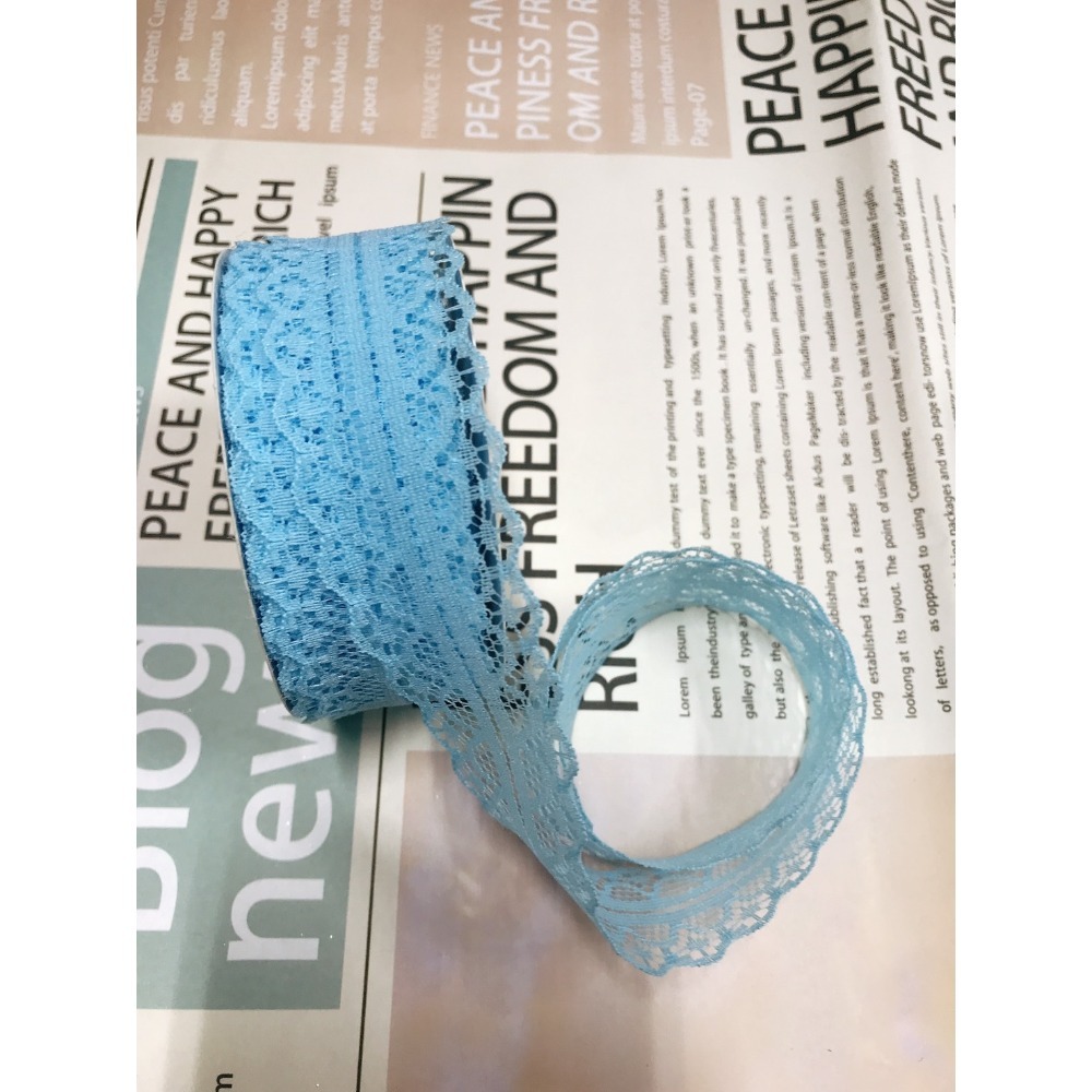 【整捲】蕾絲花邊絲帶10.淺藍