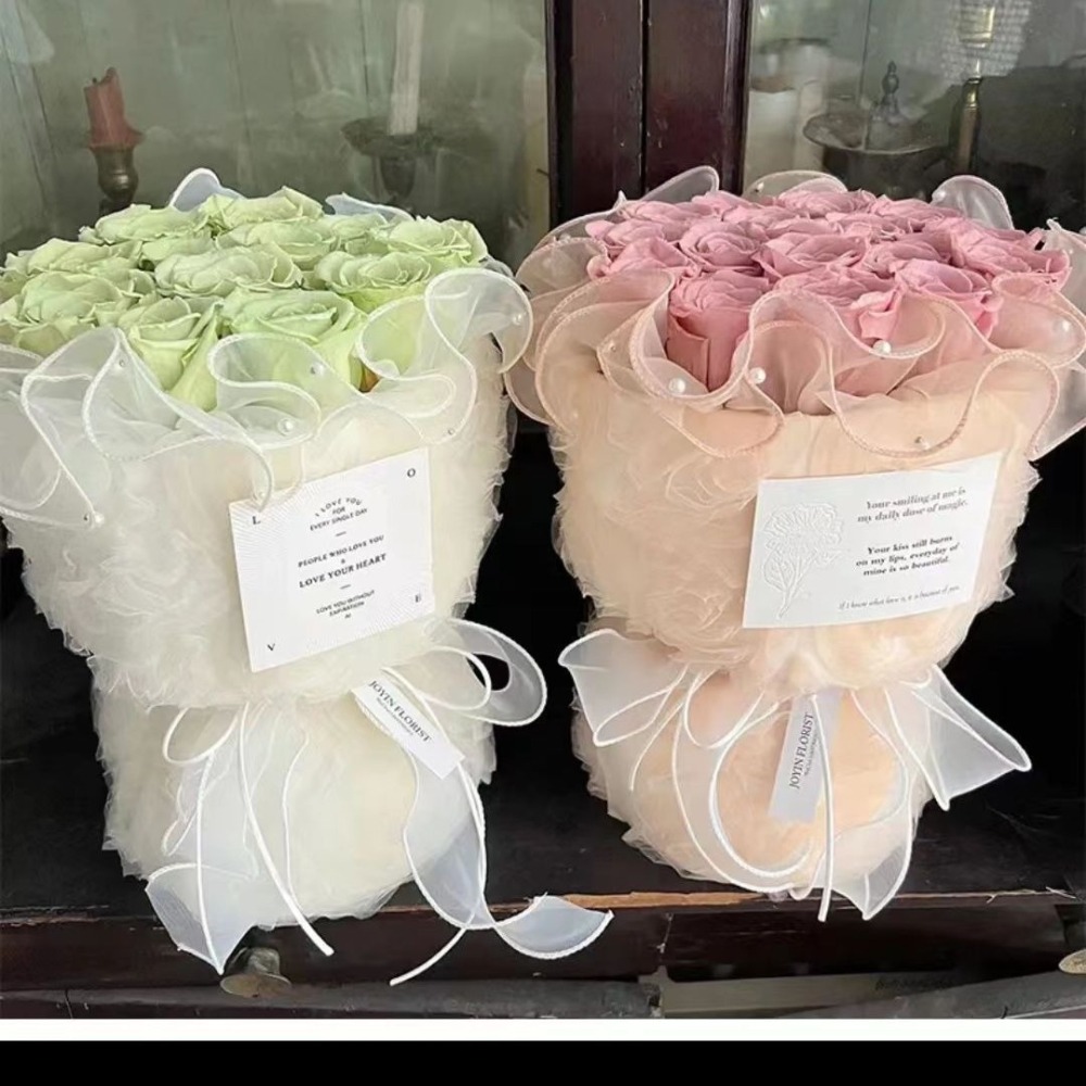 531禮物網💖泡芙圍邊紗 小香風花束包裝材料 母親節鮮花包裝材料 DIY永生花束圍邊帶 情人節花束裝飾緞帶-細節圖3