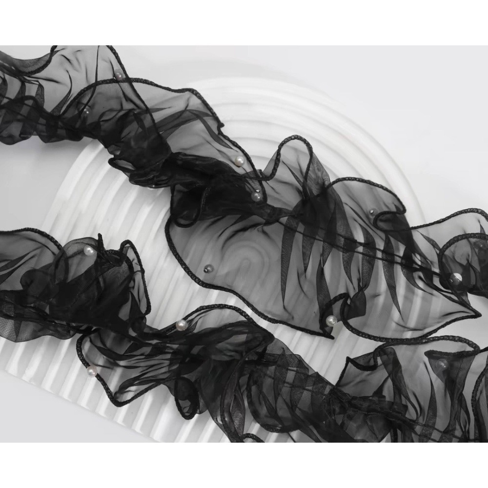 12*100泡芙圍邊紗5.黑色(珍珠)