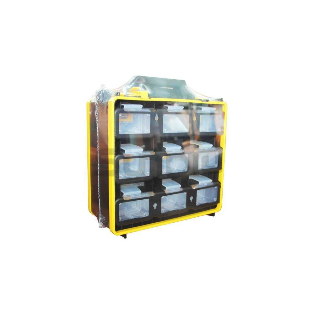 (零件箱)蝙蝠牌 黑色手提18件PVC零件盒/置物盒/儲物盒/分類盒/工具箱/螺絲盒-(KT-918FC)超取最多一個-細節圖2