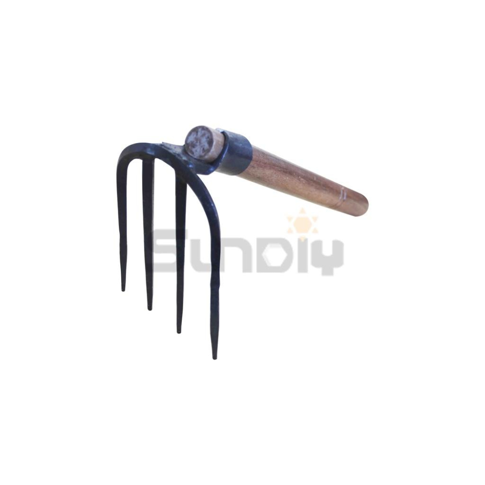 (燦光五金)鐵大/四齒耙/四齒扒/四齒鐵耙/四爪小齒耙/四叉小釘耙(小*10.5cm)(尺2木附柄)菱形齒-細節圖3