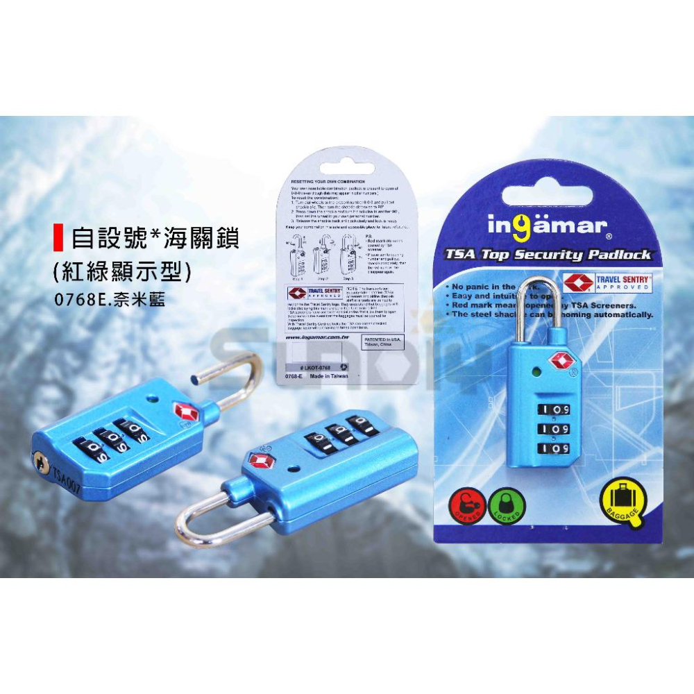 (燦光五金)自設號*海關鎖/機場鎖(紅綠顯示型)0768E TSA LOCK 黑&銀&粉紅&水藍4色-細節圖6