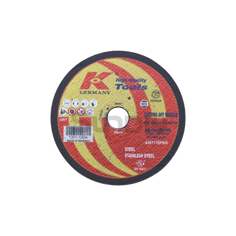 (燦光五金)白鐵切斷片/切斷片/切斷砂輪片/砂輪片/切割片/切薄鋸片 (德國K牌)4＂*1.0(片)-細節圖2