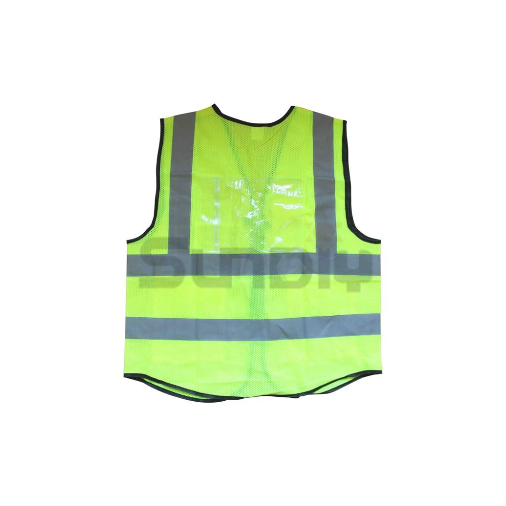 (燦光五金)布質拉鍊反光衣/反光背心/保全/警用/警示背心/螢光衣/施工防護/交通安全(螢光綠底＂網洞＂銀條)1028#-細節圖2