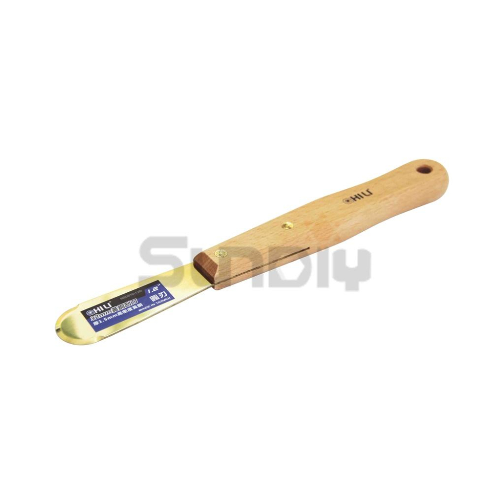 (燦光五金)長木柄黃銅漆杯(刮刀)/低火花黃銅刮刀/滾輪除銹除鏽刮刀/油漆刮刀/山毛櫸 BBR-32(圓刃)寬32MM-細節圖2