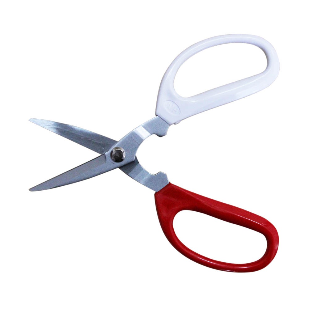 (手工具-剪)福岡H.W 紅白柄剪刀/萬能剪/事務剪/剪刀/家事剪/加工剪/裁縫剪/硬鉻防銹-180mm(無齒)-細節圖2