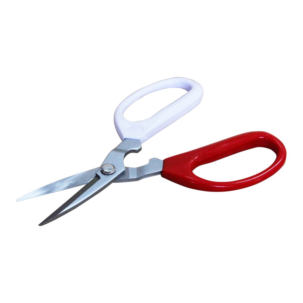 (手工具-剪)福岡H.W 紅白柄剪刀/萬能剪/事務剪/剪刀/家事剪/加工剪/裁縫剪/硬鉻防銹-180mm(無齒)-細節圖3