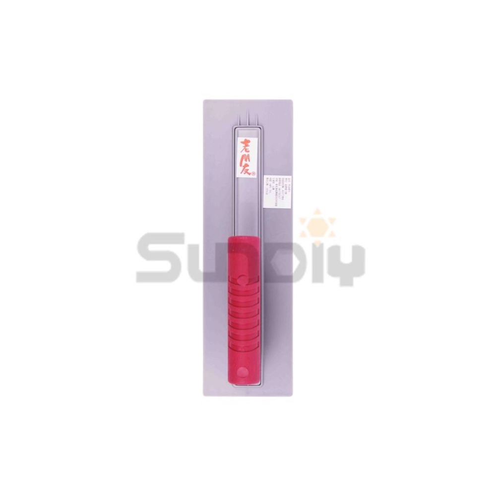 (推刀)老朋友 PVC角推刀/水泥抹刀/推刀/鏝刀/鋼刀/泥做/批土/平整-(灰色平底/紅膠柄鏝刀)-細節圖2