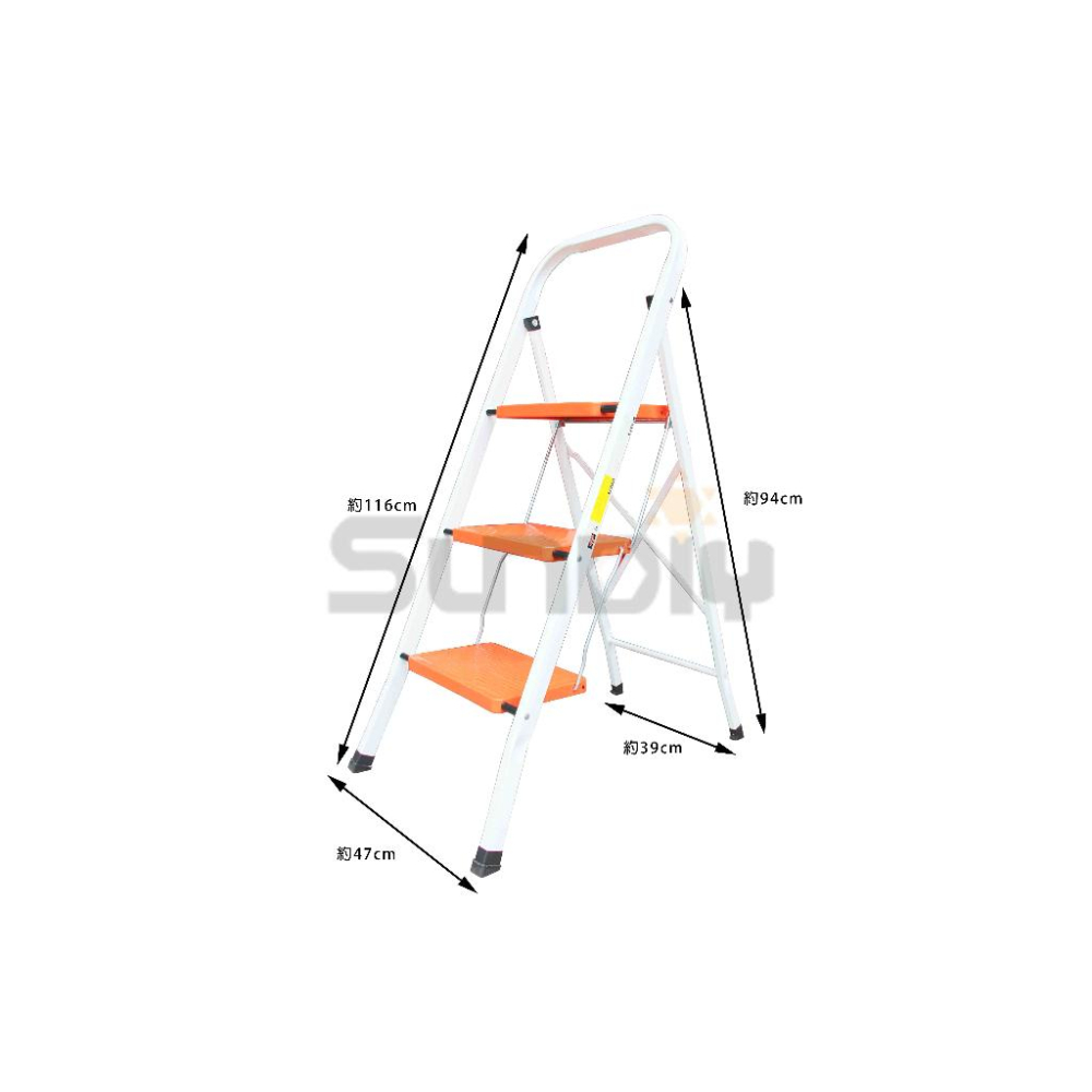 (燦光五金)黑色/白色豪華梯/折疊梯/家用梯/梯子 三階 承重100KG(摺疊尺寸117*43*7cm)/5.4kg-細節圖3