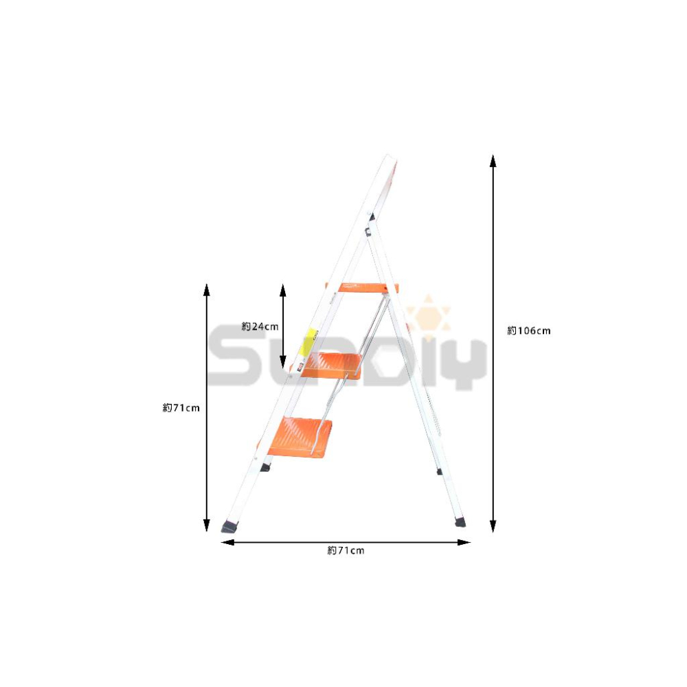 (燦光五金)黑色/白色豪華梯/折疊梯/家用梯/梯子 三階 承重100KG(摺疊尺寸117*43*7cm)/5.4kg-細節圖4