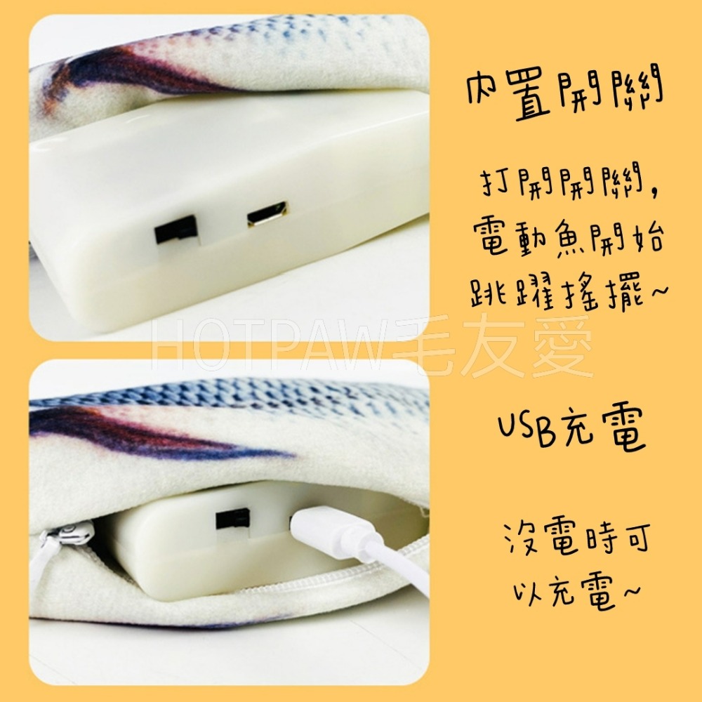 【毛友愛】現貨快速出貨 寵物搖擺電動魚 充電款 仿真搖擺功能 會動的魚 可水洗 魚玩具 狗玩具 貓玩具 寵物玩具-細節圖2