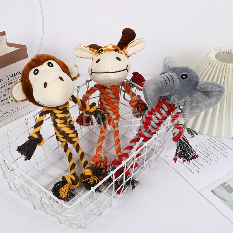 【毛友愛】現貨快速出貨 寵物動物棉繩拉繩 耐咬玩具 磨牙玩具 互動玩具 麻繩玩具 發洩玩具 狗玩具 寵物玩具-細節圖3