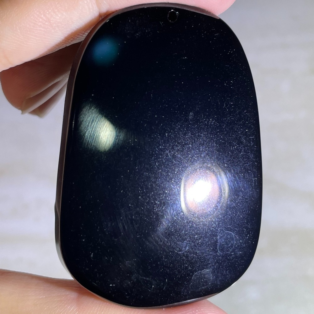 純天然黑曜 黑曜石 龍牌吊墜 招財開運 附贈琉璃鍊-細節圖3