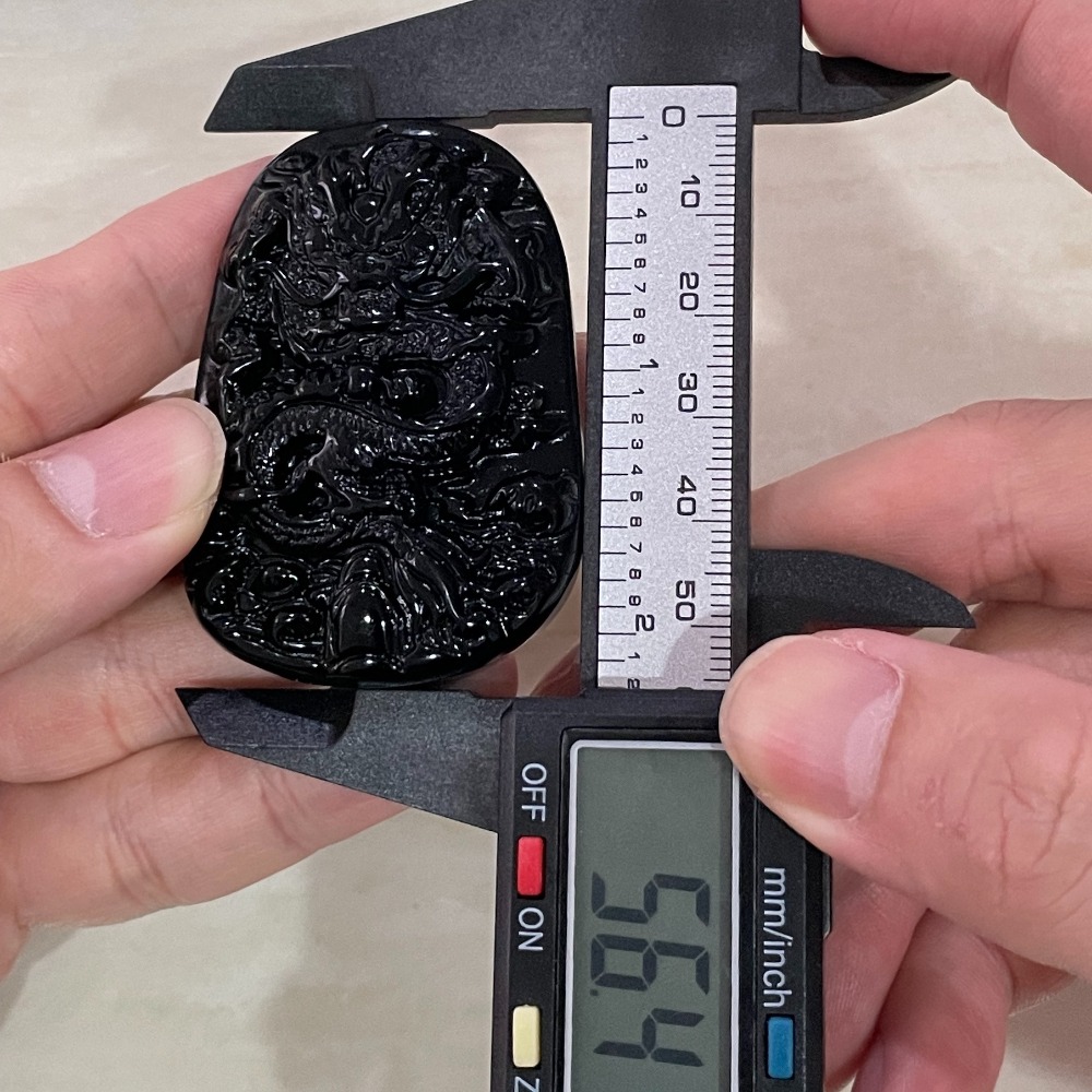 純天然黑曜 黑曜石 龍牌吊墜 招財開運 附贈琉璃鍊-細節圖8