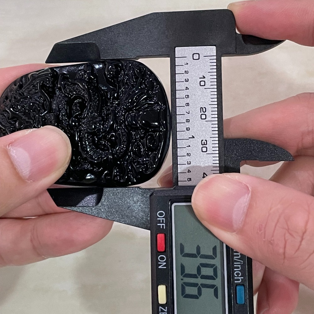 純天然黑曜 黑曜石 龍牌吊墜 招財開運 附贈琉璃鍊-細節圖9