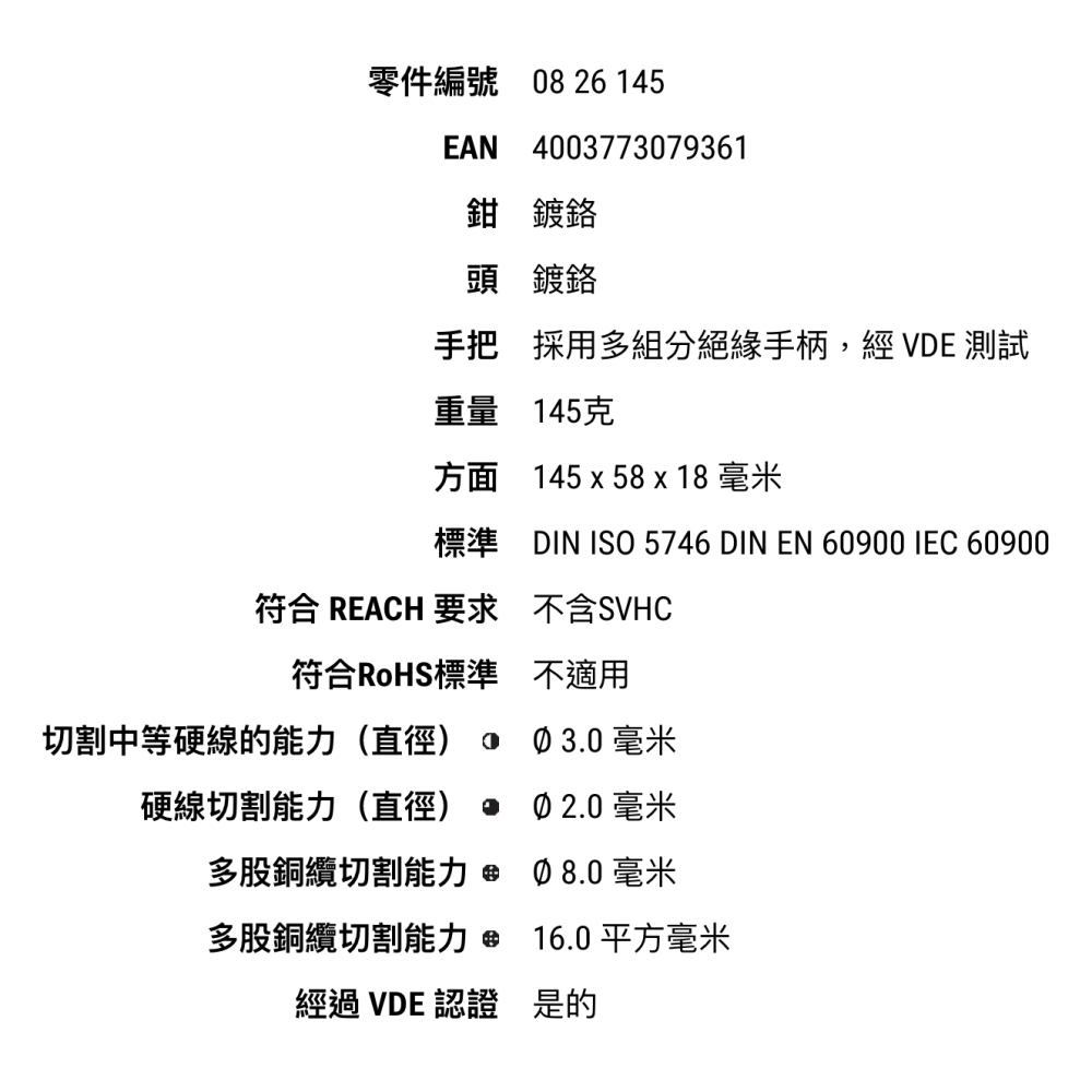 現貨 Knipex 08 26 145 鋼絲鉗 尖嘴鉗-細節圖5