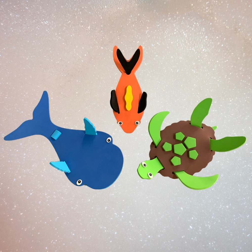 海龜/鯨魚/魚_3入組 安全 MIT 3D立體動物組合 享受DIY樂趣-細節圖2