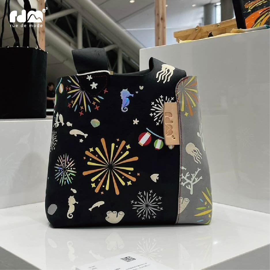 【客製化】限量款-日本限定 花火真皮撞色皮革手提包-細節圖9