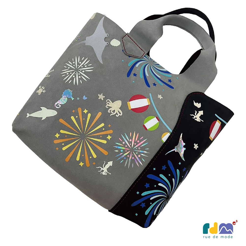 【客製化】限量款-日本限定 花火真皮撞色皮革手提包-規格圖9