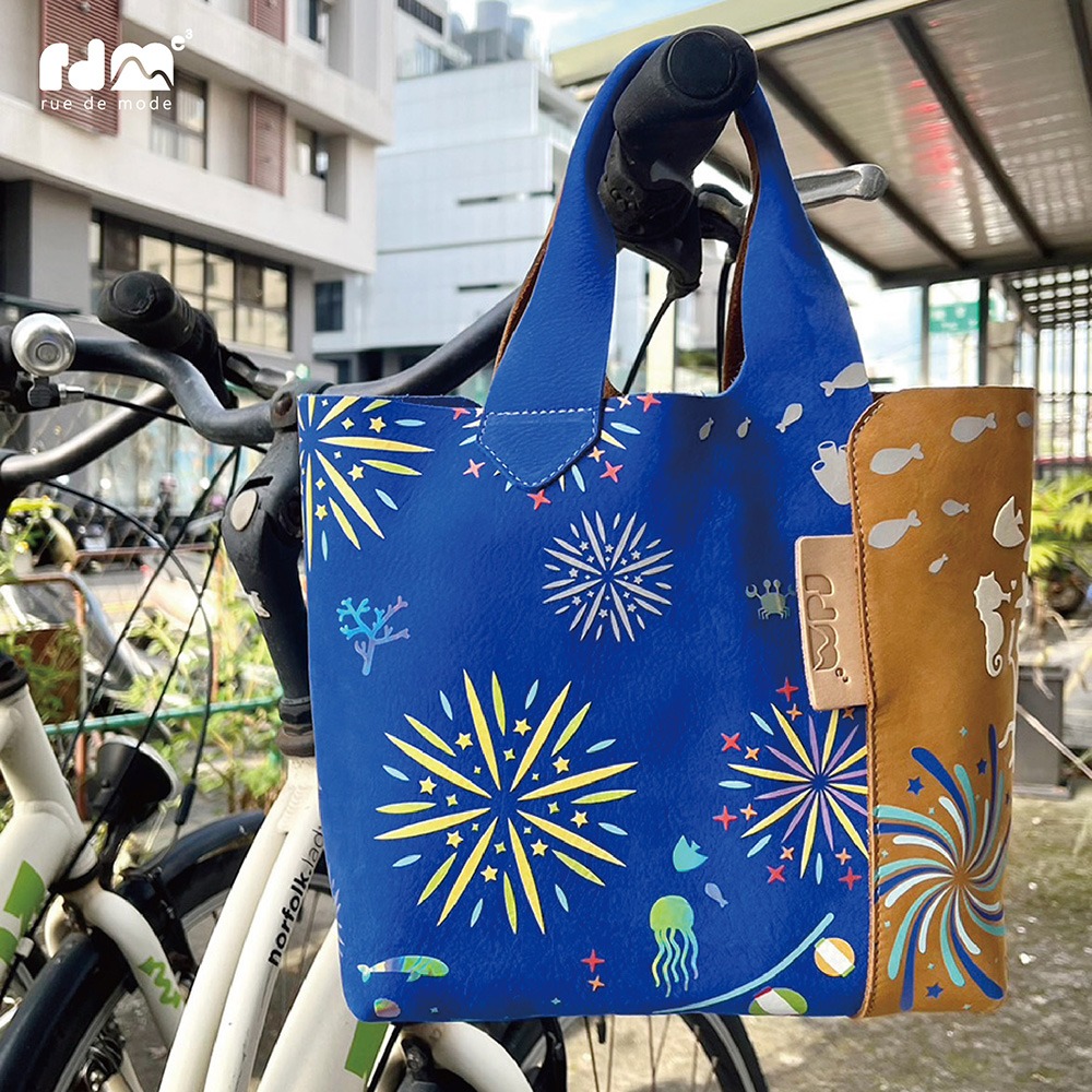 【客製化】限量款-日本限定 花火真皮撞色皮革手提包-規格圖9