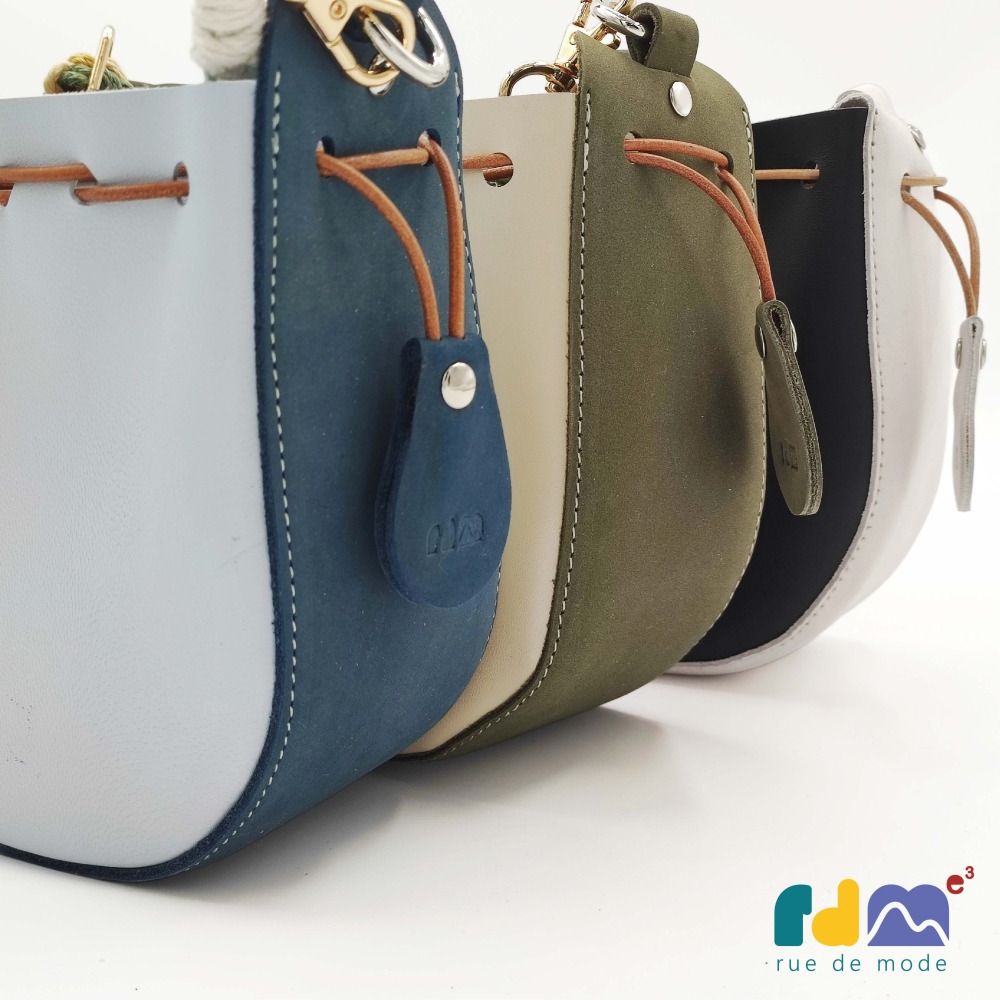 撞色真皮束口包｜溫柔撞色 質感手作-細節圖4