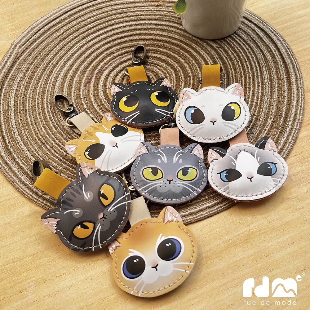 【與麥子們攜手合作】萌貓真皮鑰匙圈 第二彈-細節圖3