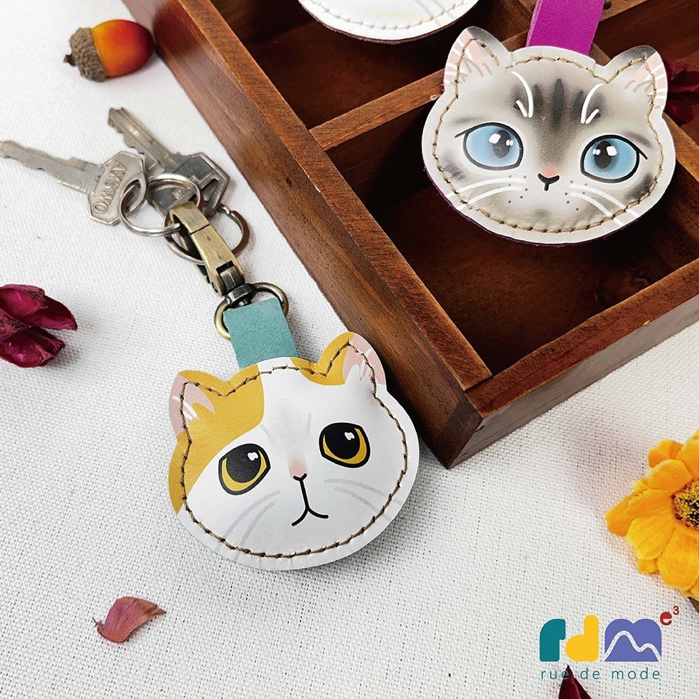 【與麥子們攜手合作】萌貓真皮鑰匙圈 第三彈-細節圖4