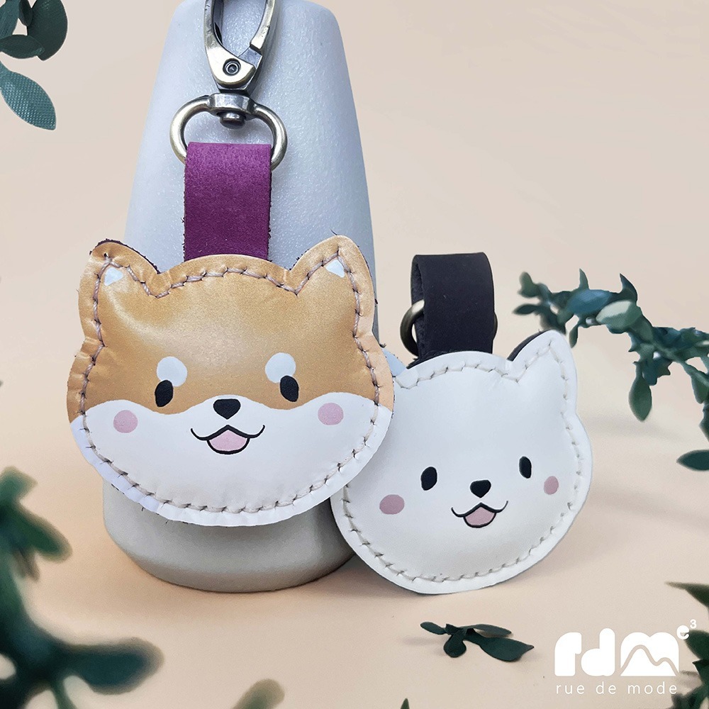 【與麥子們攜手合作】柴柴真皮鑰匙圈-細節圖3