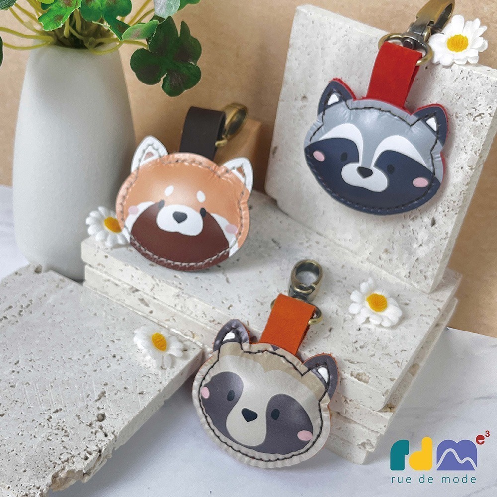 【與麥子們攜手合作】森林萌友真皮鑰匙圈-細節圖2