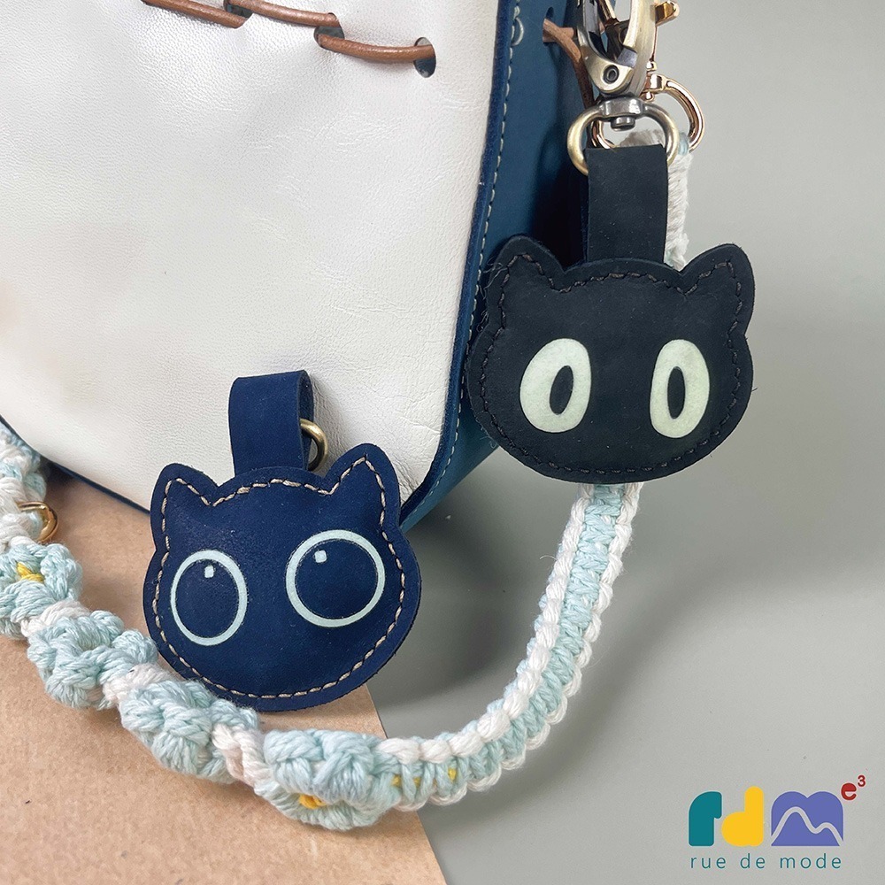 【與麥子們攜手合作】ぴかぴか貓貓真皮鑰匙圈-細節圖2