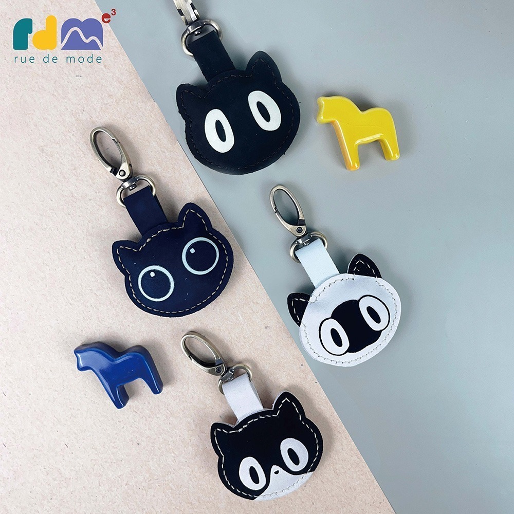 【與麥子們攜手合作】ぴかぴか貓貓真皮鑰匙圈-細節圖3