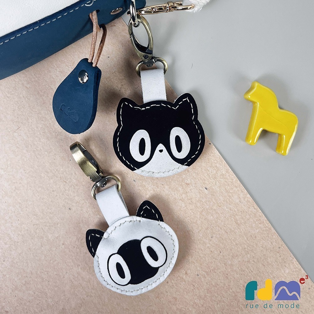 【與麥子們攜手合作】ぴかぴか貓貓真皮鑰匙圈-細節圖10