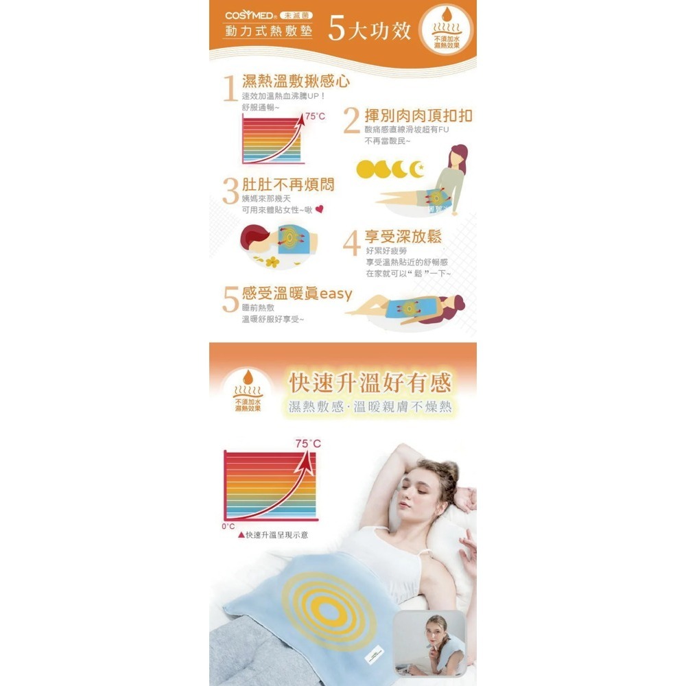 【適美得】動力式熱敷墊 H-01(68x36cm 腰背適用) 濕熱 電毯 熱敷墊-細節圖2