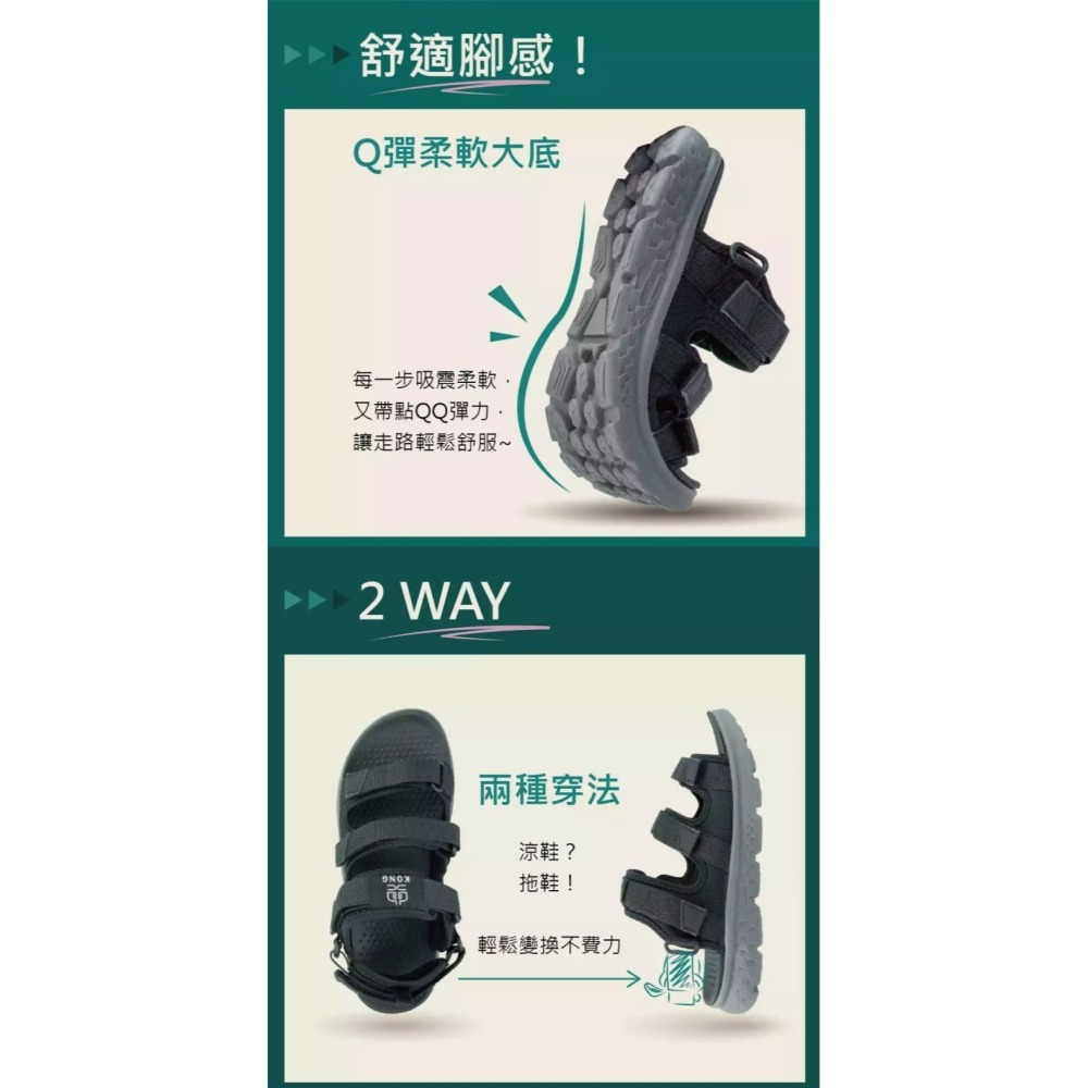 【USTINI 我挺你健康鞋】2Way任我調涼鞋拖鞋 黑 (涼拖鞋 涼鞋)-細節圖5