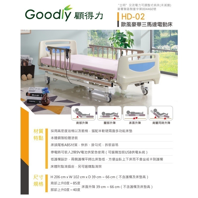 【Goodly顧得力】歐風豪華三馬達電動床 HD-02 (床面ABS板)，好禮三重送 ~-細節圖3