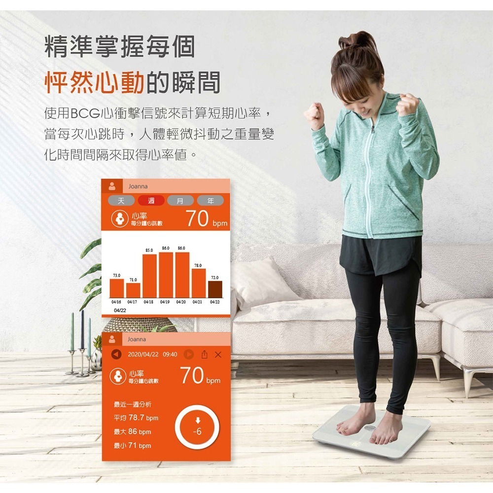 【歐瑟若oserio】無線心率體脂計 FTG-168-細節圖6