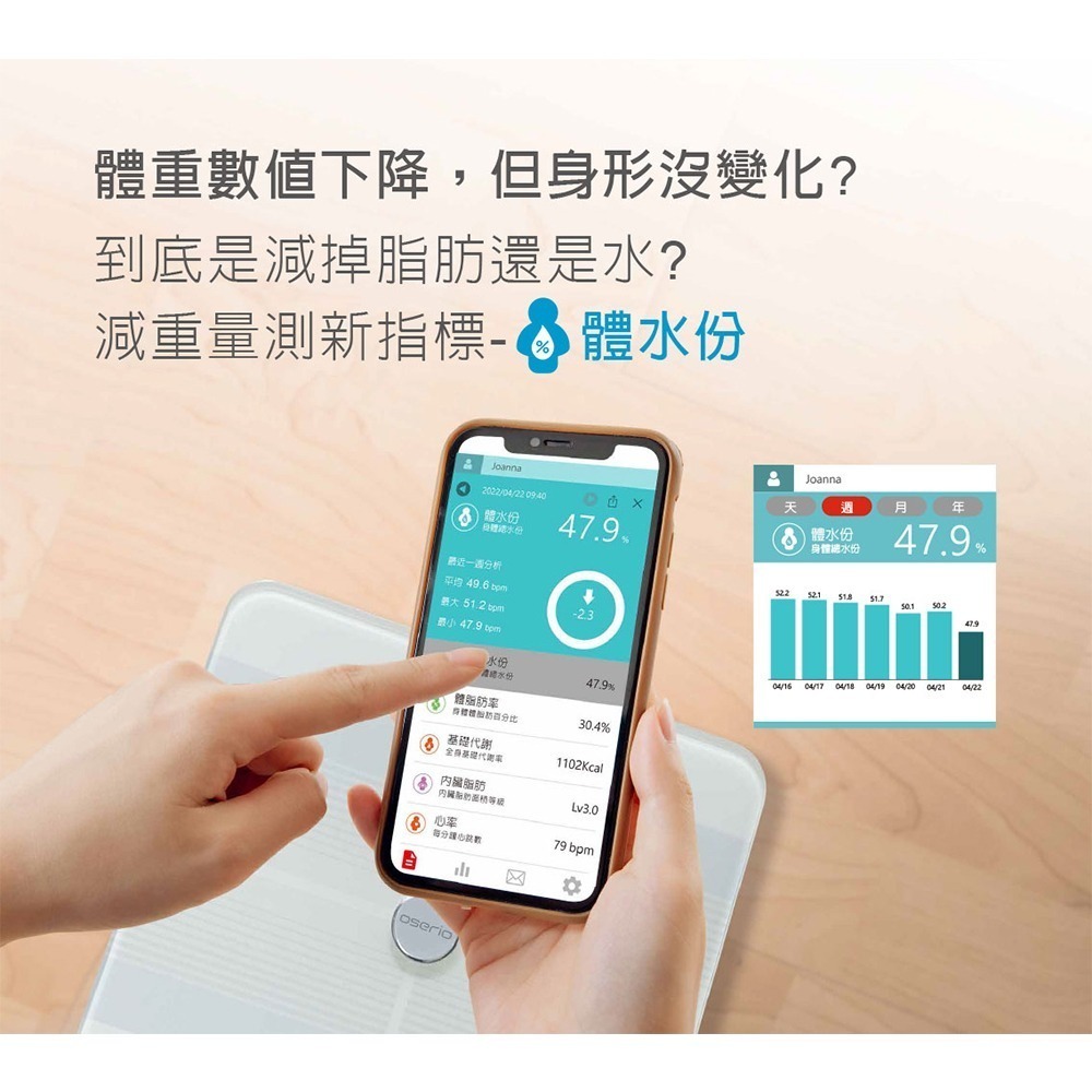 【歐瑟若oserio】無線心率體脂計 FTG-168-細節圖7