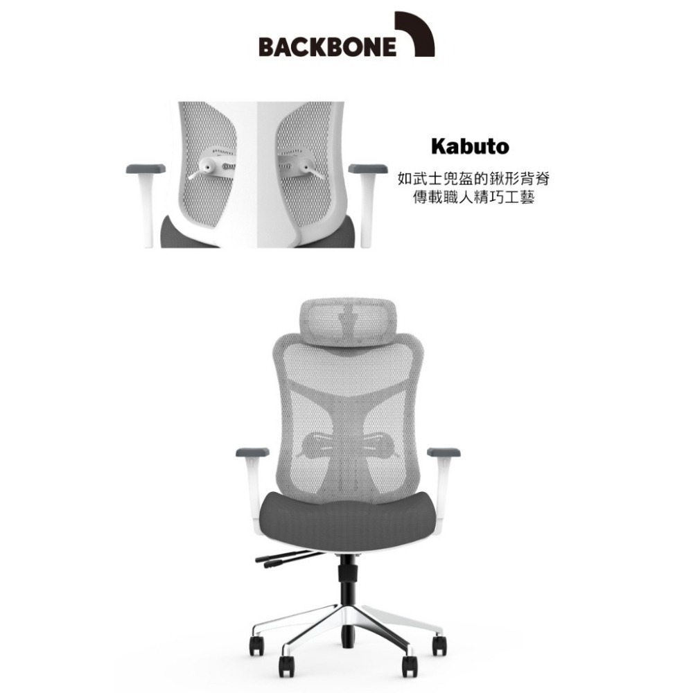 【Backbone】 Kabuto 人體工學椅 典雅白框-細節圖2