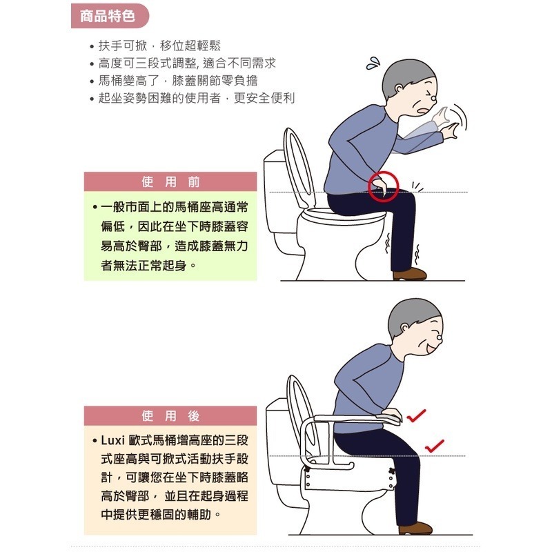 【光星NOVA】馬桶增高器。有扶手。高度可調整 (馬桶加高器)-細節圖2