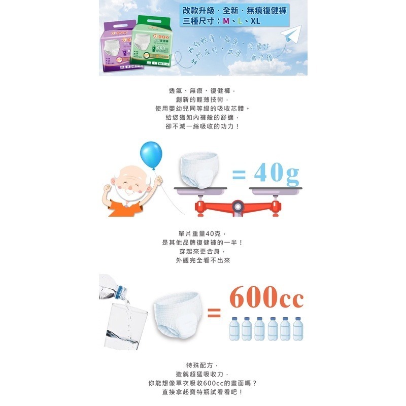 【金安心】無痕復健褲 XL號 80片/箱 (10片/包x8包) 成箱價優惠-細節圖3