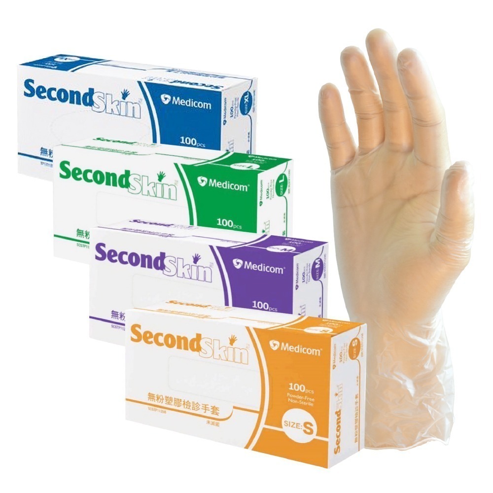【Medicom麥迪康】PVC無粉塑膠檢診手套 S/M/L/XL (100入/盒)-細節圖2