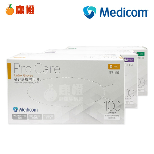 【Medicom麥迪康】ProCare 無粉乳膠手套 檢診手套 (100入/盒)