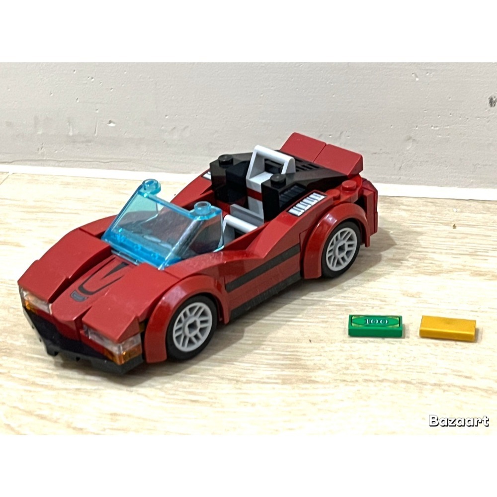 二手樂高 LEGO 警車 跑車 一起賣 尾翼自行用印表機列印的紙貼上 高速追逐 無盒子 無說明書 60138-細節圖5