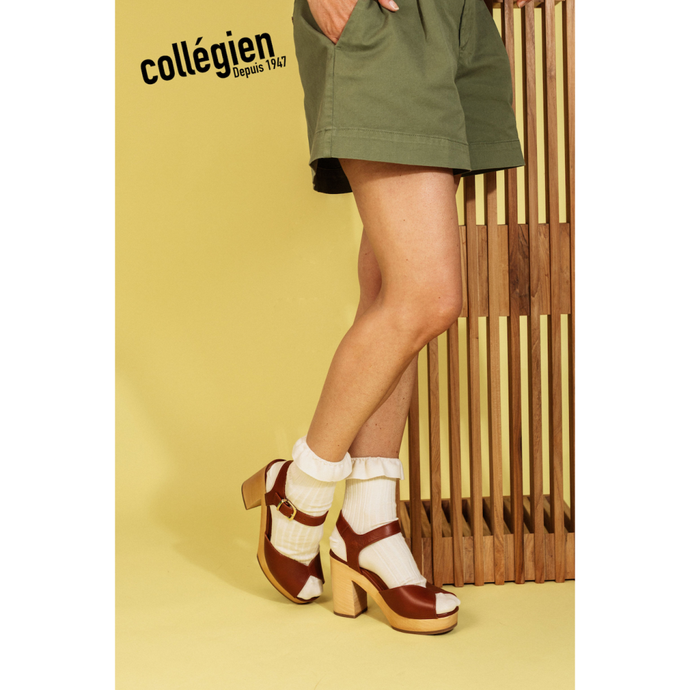 【法國優雅女襪_荷葉邊羅紋棉襪】Collégien 法國襪子 荷葉邊 埃及棉 羅紋 Ludivine 官方正品現貨在台-細節圖5