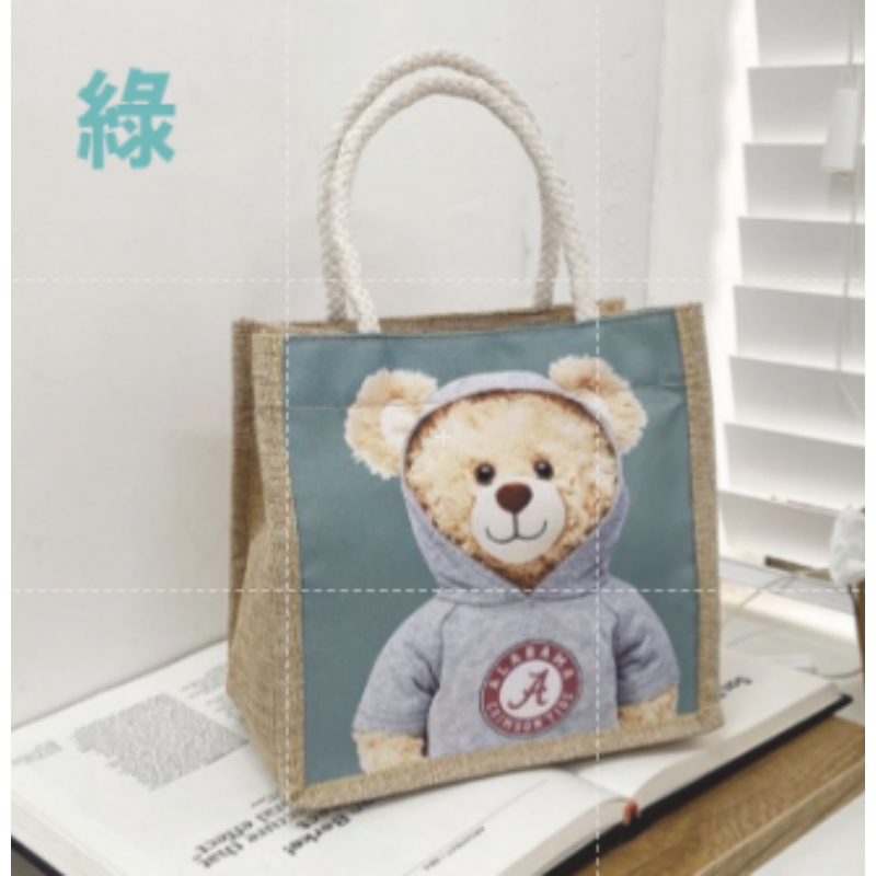 綠色 一隻小熊款 手提袋