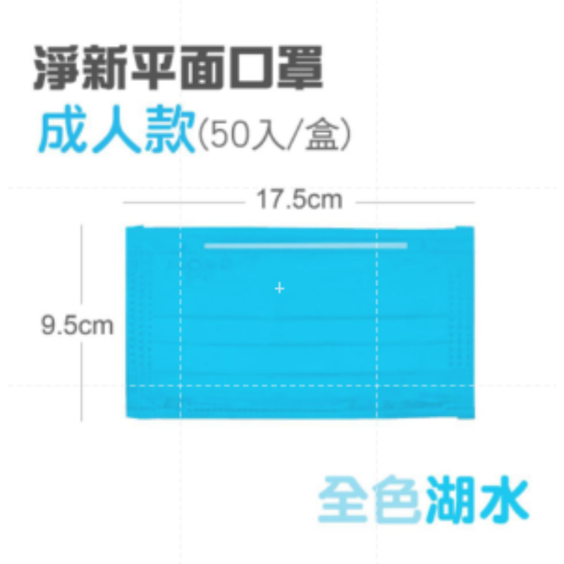 〔全色〕湖水 淨新平面醫療口罩