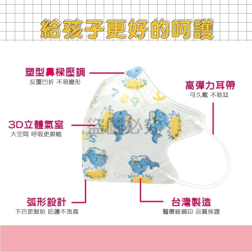 🔥醫療口罩🔥淨新醫療口罩 細耳帶 幼幼3D立體口罩 醫療級兒童口罩 幼幼立體口罩 幼童醫用口罩 兒童3D口罩 口罩-細節圖6
