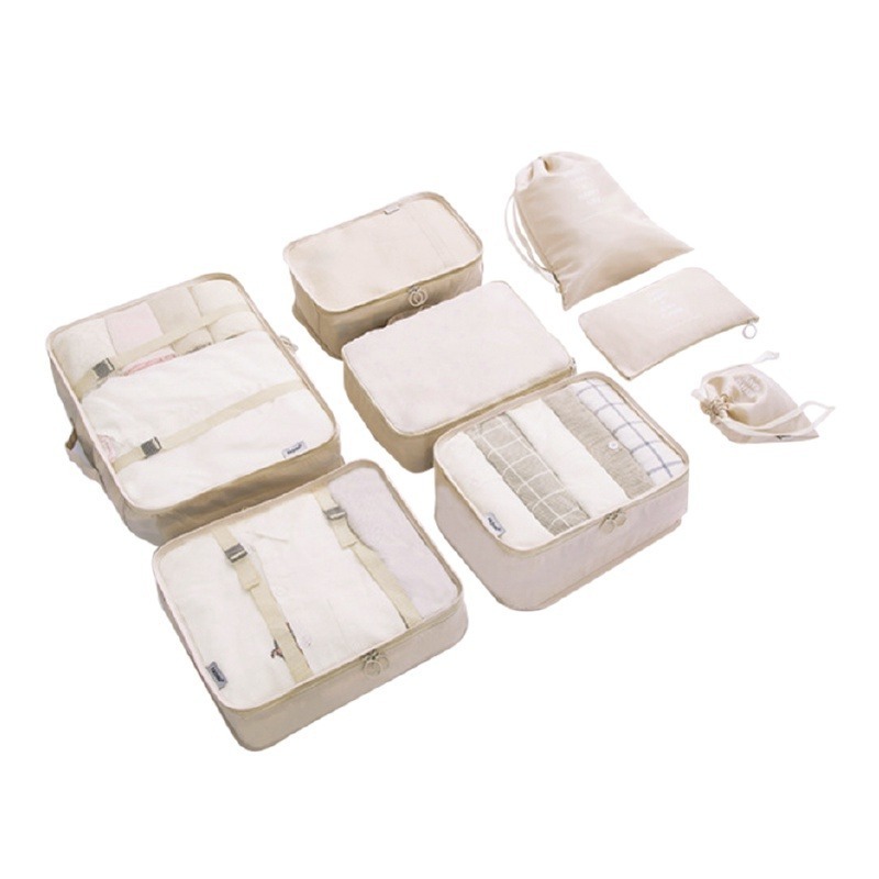 🔥挑戰底價🔥旅行袋 八件組 行李收納袋 收納包 飛機包 鞋袋 行李分類 旅行收納 盥洗包 行李分裝袋 衣物收納袋-細節圖2